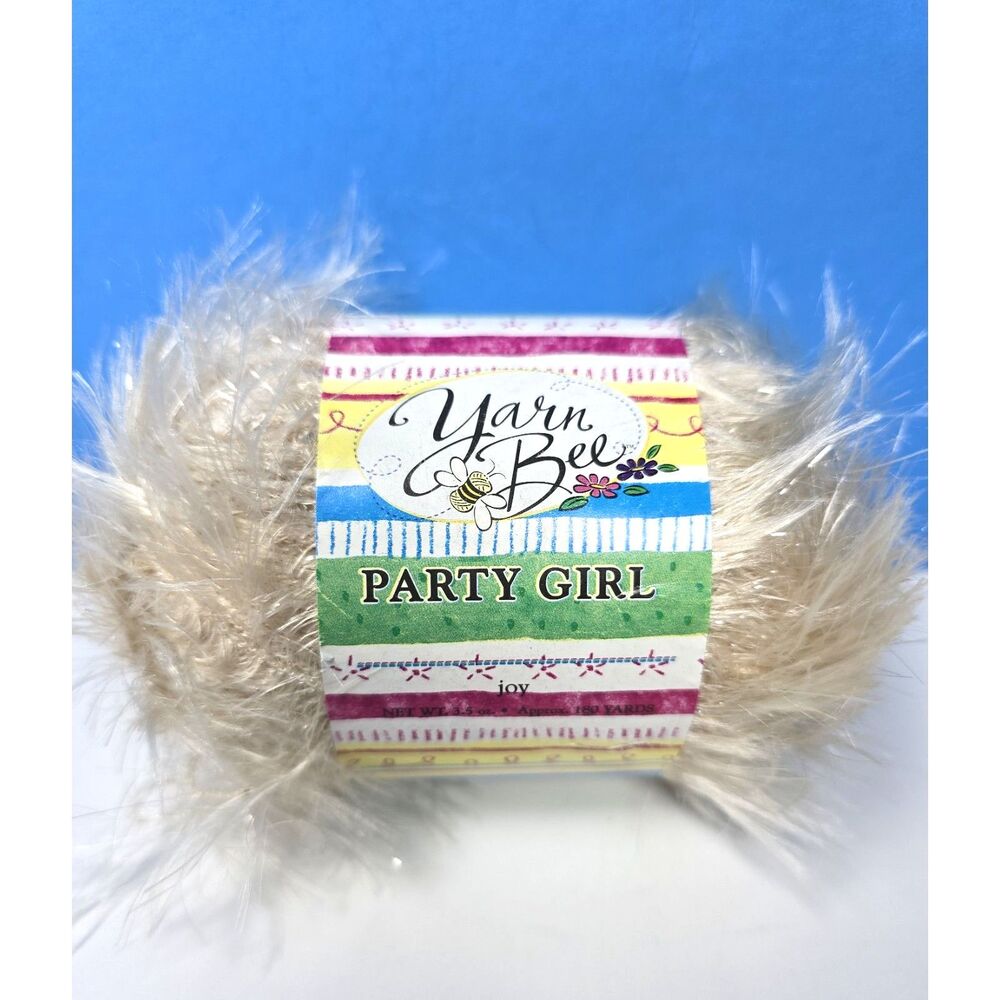 Yarn Bee Joy Yarn Skein Off White Sparkle Eyelash Fun Fur Novelty 180 Yds.